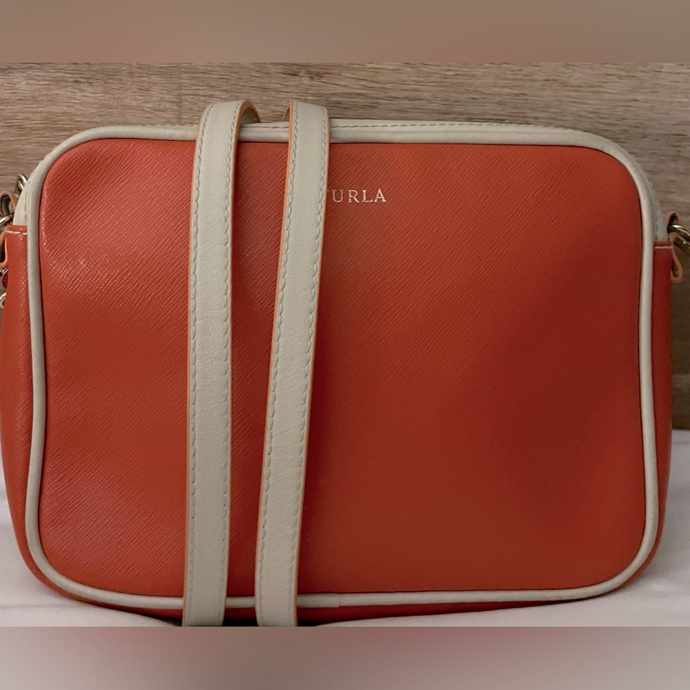 Furla Orange and Cream Crossbody Bag
